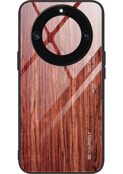 Onur Için X40 5g / X9A 5g / Magic5 Lite 5g Ahşap Desen Cep Telefonu Kapağı Temperli Cam + Tpu Koruyucu Telefon Kılıfı (Yurt Dışından)