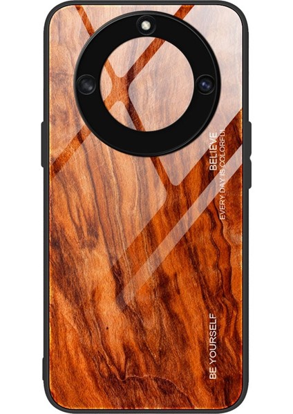 Onur Için X40 5g / X9A 5g / Magic5 Lite 5g Ahşap Desen Cep Telefonu Kapağı Temperli Cam + Tpu Koruyucu Telefon Kılıfı (Yurt Dışından)