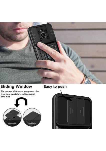 Onur Için X9 4g / 5g Etkiye Dayanıklı Cep Telefonu Kickstand Pc + Tpu Hibrid Kapak Slayt Kamera Koruma Telefon Kılıfı (Yurt Dışından) fırsatları