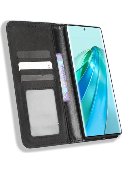 Onur Için X9A 5g / X40 5g / Magic5 Lite 5g Vintage Pu Deri Cüzdan Stand Telefon Kılıfı Manyetik Toka Kapağı (Yurt Dışından)