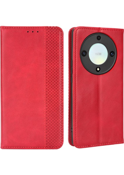 Onur Için X9A 5g / X40 5g / Magic5 Lite 5g Vintage Pu Deri Cüzdan Stand Telefon Kılıfı Manyetik Toka Kapağı (Yurt Dışından)
