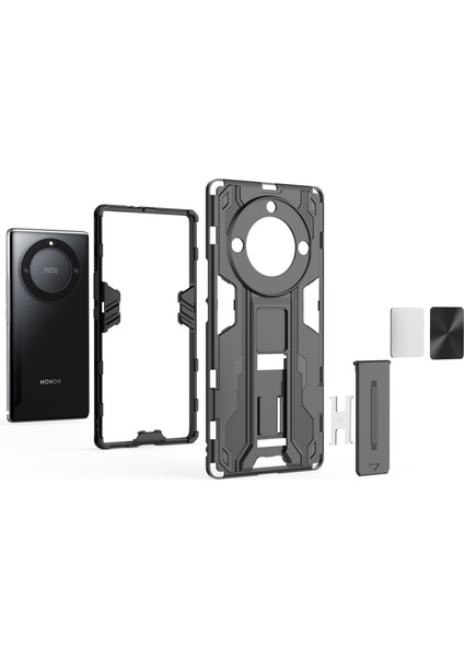 Onur Için X40 5g / X9A 5g / Magic5 Lite 5g Kickstand Koruyucu Telefon Kasası Damla Geçirmez Sert Pc Yumuşak Tpu Hibrid Kapak (Yurt Dışından)