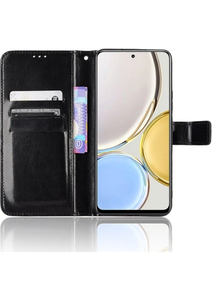 Onur Için X9 4g/5g/magic4 Lite 4G/5G/X30 5g Pu Deri Deri Manyetik Kasa Çılgın At Dokusu Iç Tpu Anti-Çizelge Stand Stand Cüzdan Kapağı Kayış (Yurt Dışından)