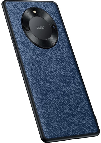 Onur Için X40 5g / X9A 5g / Magic5 Lite 5g Litchi Doku Slip Anti-Slip Telefon Kılıfı Kılıf Kameralı Gerçek Deri Kapalı Tpu Metal Kamera Çerçevesi ile (Yurt Dışından)