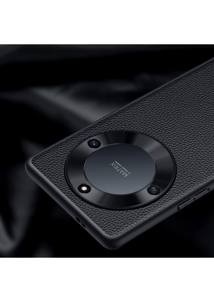 Onur Için X40 5g / X9A 5g / Magic5 Lite 5g Litchi Doku Slip Anti-Slip Telefon Kılıfı Kılıf Kameralı Gerçek Deri Kapalı Tpu Metal Kamera Çerçevesi ile (Yurt Dışından)