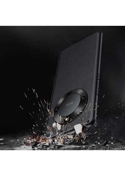 Onur Için X40 5g / X9A 5g / Magic5 Lite 5g Litchi Doku Slip Anti-Slip Telefon Kılıfı Kılıf Kameralı Gerçek Deri Kapalı Tpu Metal Kamera Çerçevesi ile (Yurt Dışından)
