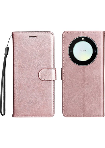 Kt Deri Serisi-2 Şok Geçirmez Telefon Kılıfı Onur X40 5g / X9A 5g / Magic5 Lite 5g, Pu Deri Flip Cüzdan Kapağı Düz ​​renk Manyetik Kapatma Stand Telefon Kabuğu Kayış (Yurt Dışından)