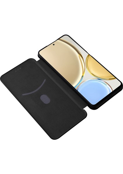 Onur Için X9 5G/X30/MAGIC4 Lite 5g Karbon Fiber Doku Pu Deri Yumuşak Tpu Folio Flip Cover Card Yuvası Stand Manyetik Otomatik Absorbed Kasa (Yurt Dışından)