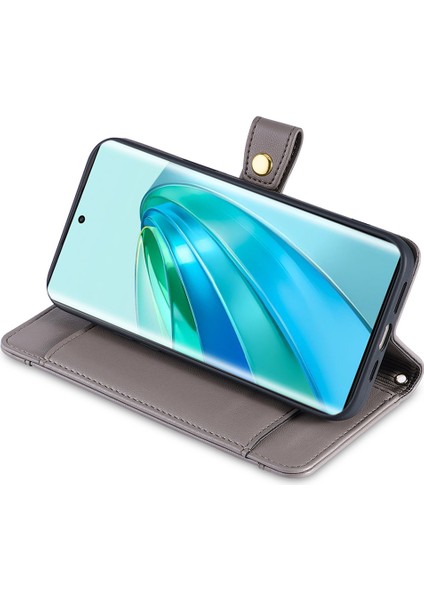 Honor X9A 5g / X40 5g / Magic5 Lite 5g Pu Deri Fermuar Cep Kartı Yuvaları Telefon Kapağı Kayışlarla (Yurt Dışından)