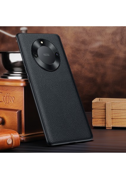 Şeref Için Koruyucu Kılıf X40 5g / X9A 5g / Magic5 Lite 5g Anti-Damla Telefon Kabuğu Yumuşak Tpu + Pc + Cowhide Deri Kaplamalı Telefon Kılıfı Metal Lens Çerçevesi (Yurt Dışından)