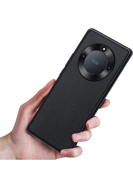 Şeref Için Koruyucu Kılıf X40 5g / X9A 5g / Magic5 Lite 5g Anti-Damla Telefon Kabuğu Yumuşak Tpu + Pc + Cowhide Deri Kaplamalı Telefon Kılıfı Metal Lens Çerçevesi (Yurt Dışından)