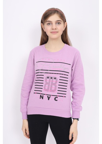 E Çocuk New York Brooklyn Baskılı Sweatshirt ECCK-OLC-3894-13