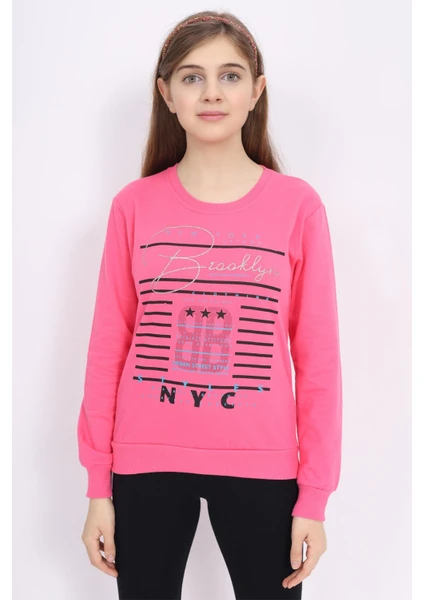 New York Brooklyn Baskılı Sweatshirt ECCK-OLC-3894-13