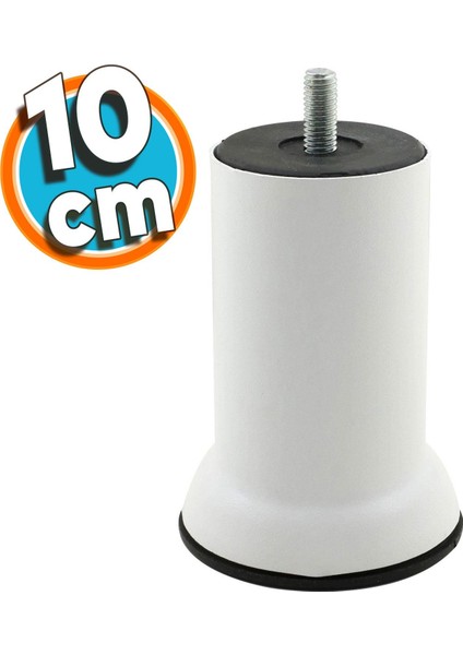 Mobilya Metal Kanepe Yatak Baza Koltuk Orta Destek Ayağı M8 Civata Beyaz Metal Ayak 10 cm