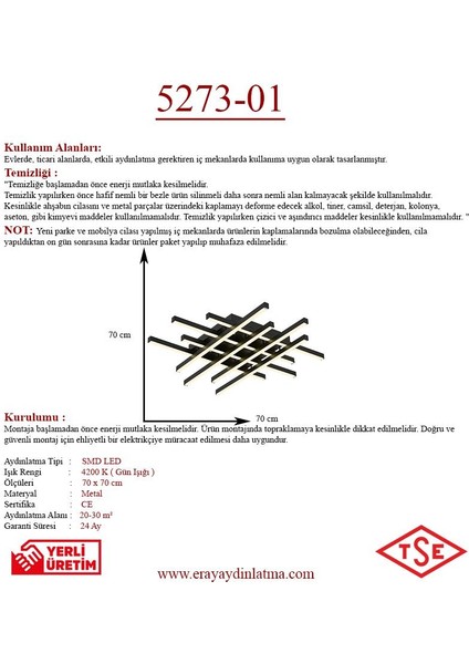 5273-01 Siyah Plofonyer LED Avize