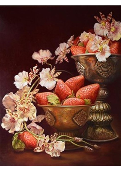 Çelik Kasedeki Çilekler Pixart Sanat Elmas Mozaik Tablo Diamond Türkiye 56*74