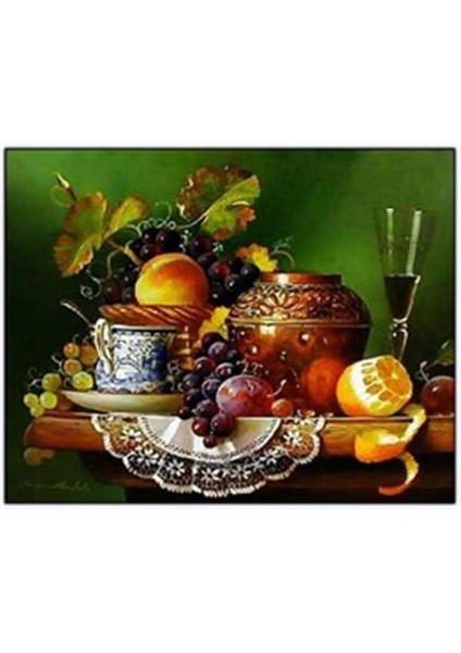 Masadaki Meyveler Pixart Sanat Elmas Mozaik Tablo Diamond Türkiye 74*58