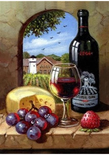 Üzümler ve Kadehler Pixart Sanat Elmas Mozaik Tablo Diamond Türkiye 91*61