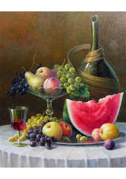 Karışık Meyveler ve Şarap Pixart Sanat Elmas Mozaik Tablo Diamond Türkiye 41*51
