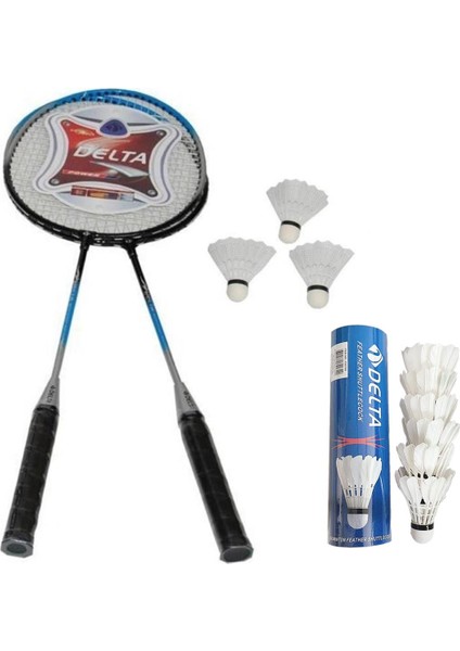 2 Adet Badminton Raketi + Çantası + 6 Deluxe Kaz Tüyü + 3 Plastik Toplam 9 Badminton Topu Seti