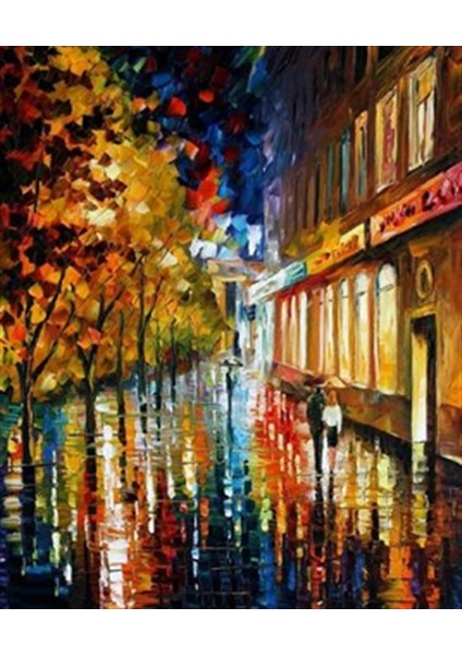 Leonid Afremov Issız Sokak Pixart Sanat Elmas Mozaik Tablo Diamond Türkiye 45*55