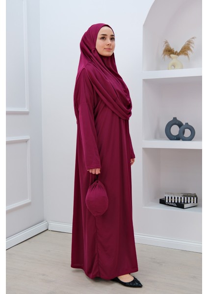 Tek Parça Namaz Elbisesi N2306 Mürdüm