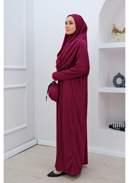 Tek Parça Namaz Elbisesi N2306 Mürdüm modelleri