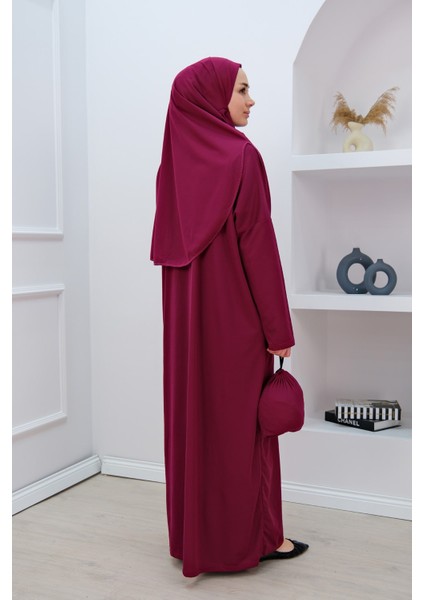 Tek Parça Namaz Elbisesi N2306 Mürdüm indirimleri