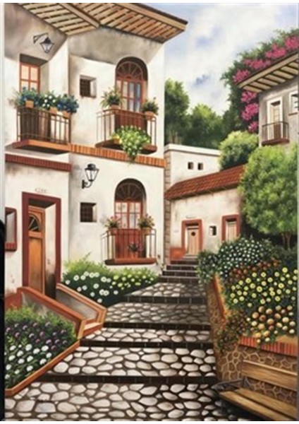Çiçekli Sokak Pixart Sanat Elmas Mozaik Tablo Diamond Türkiye 36*51