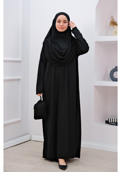 Tek Parça Namaz Elbisesi N2302 Siyah