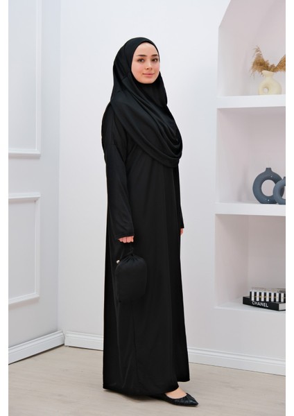 Tek Parça Namaz Elbisesi N2302 Siyah