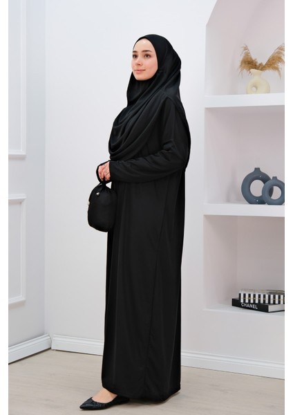 Tek Parça Namaz Elbisesi N2302 Siyah