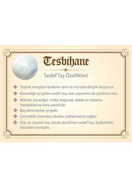 Kararmaz Metal Püsküllü Küre Kesim Sarı Sedef Doğaltaş Tesbih fiyatları