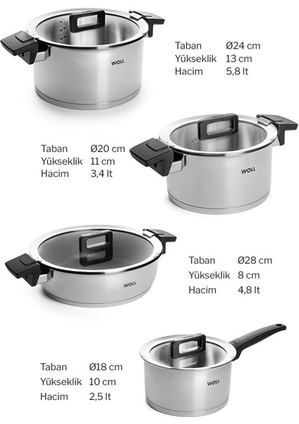 Concept Çelik Tencere Seti 8 Parça D-WOLLNCSET001