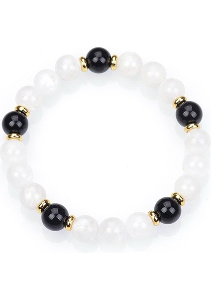 Sertifikalı Obsidyen & Kristal Kuvars Doğal Taş Bileklik 8mm