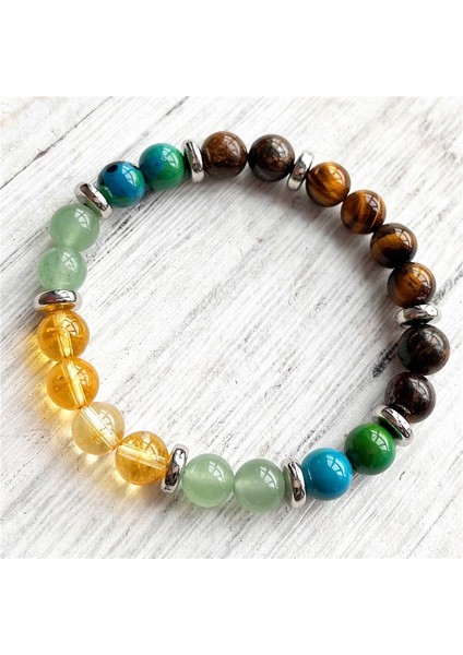 Sertifikalı Sitrin & Aventurin & Kaplan Gözü & Krizokol Doğal Taş Bileklik 8mm modelleri