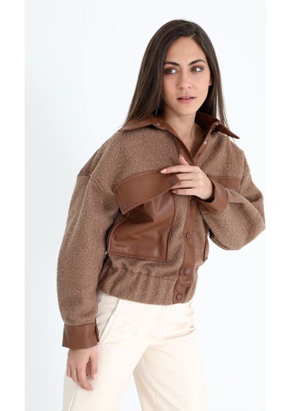 Beli Lastikli Çıtçıtlı Bergamo Gömlek Ceket - Kahve modelleri