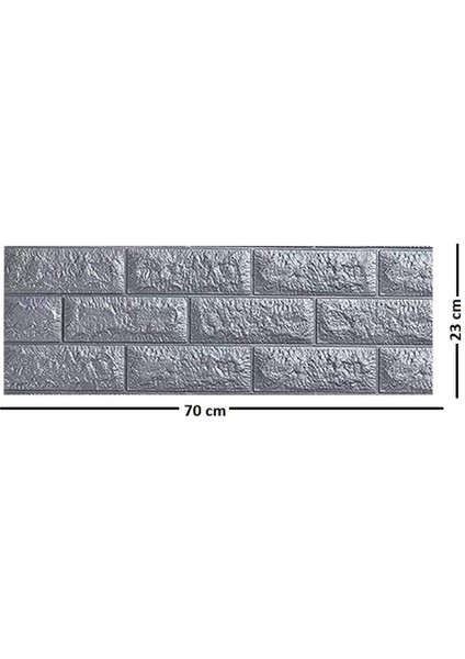 Renkli Duvarlar 70X23CM(0,16M2) NW02 Kendinden Yapışkanlı Esnek Gri Tuğla Duvar Kağıdı Paneli