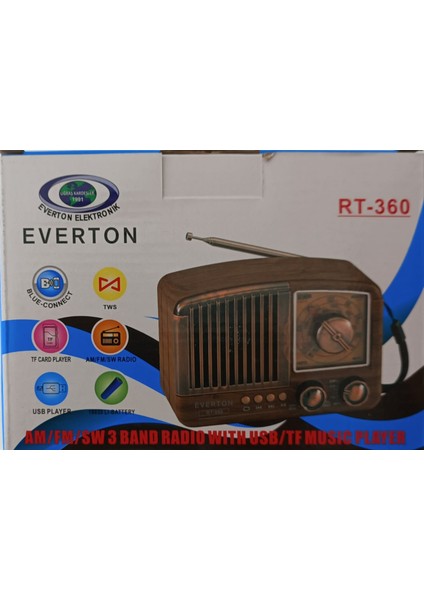 RT-360 Bluetooth Usb-Sd-Fm Nostaljik Radyo Şarjlı