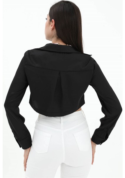 Beli Lastikli Saten Gömlek - Siyah indirimleri