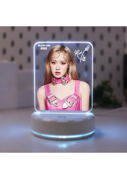Kpop Black Pınk Rose LED Akrilik Gece Lambası (Yurt Dışından)