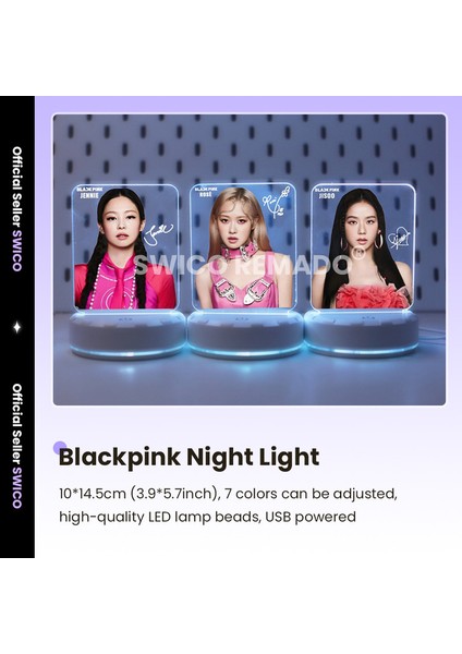 Kpop Black Pınk Rose LED Akrilik Gece Lambası (Yurt Dışından) fiyatları
