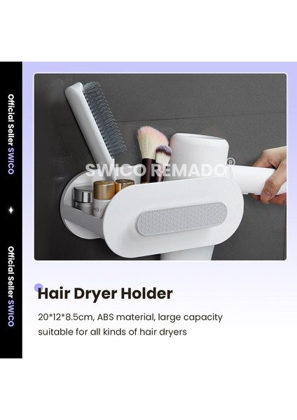 Saç Kurutma Makinesi Tutacağı Matkapsız Banyo Askısı (Yurt Dışından) fiyatları