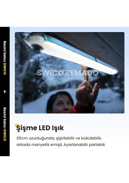 Swico Remado Dimmer Işlevli Şişme Kamp LED Işık Tüpü (Yurt Dışından)