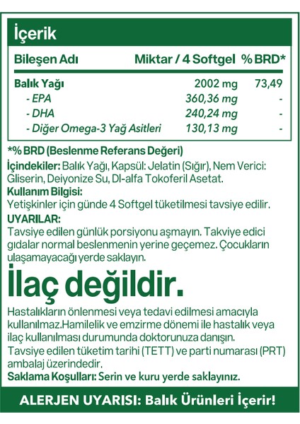 Omega 3 Yüksek Epa Dha 500 Mg Balik Yaği 100 Softgel