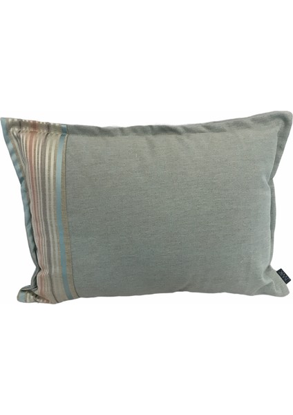 Ipek Saten Çizgili Açık Mavi Keten Kırlent Kılıfı 35x501 Cm