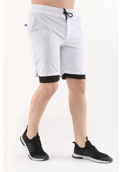Ghassy Co Erkek Running Hızlı Kuruma Micropolyester Arka Fermuar Cepli ve Havlu Halkalı Antrenman Futbol Fitness Kısa Taytlı Şort fırsatları