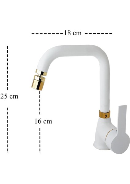 Mat Beyaz Gold Lavabo Bataryası Pirinç 360 Derece Oynar Perlatörlü Siera fiyatları