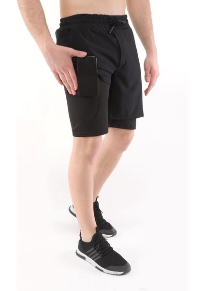 Ghassy Co Erkek Running Hızlı Kuruma Micropolyester Arka Fermuar Cepli ve Havlu Halkalı Antrenman Futbol Fitness Kısa Taytlı Şort fiyatları