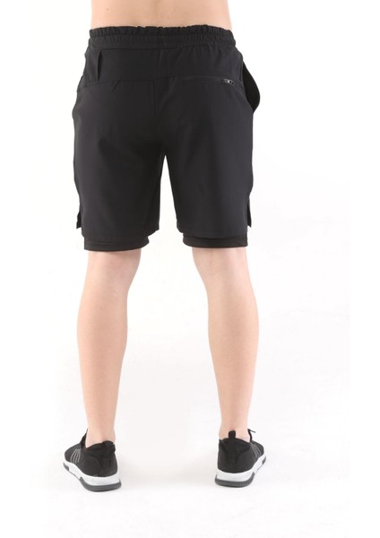 Ghassy Co Erkek Running Hızlı Kuruma Micropolyester Arka Fermuar Cepli ve Havlu Halkalı Antrenman Futbol Fitness Kısa Taytlı Şort indirimleri